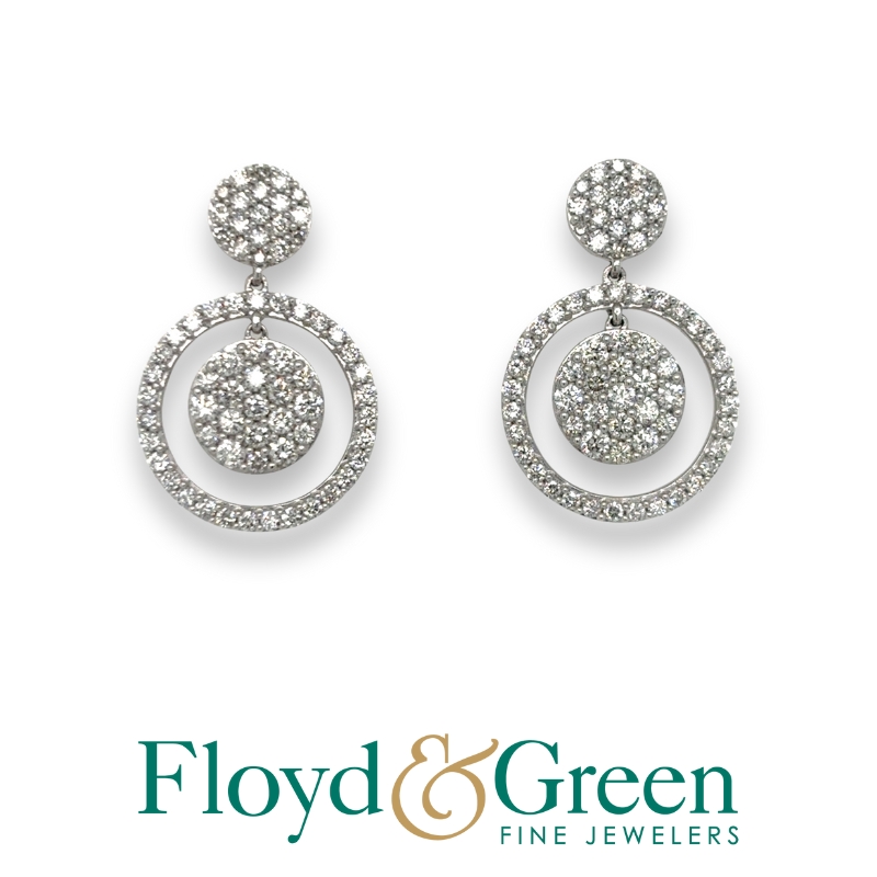 Diamond Circle Drop Earrings