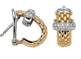 18k Yellow Gold 0.20cttw Diamond Vendome Hoop Earrings