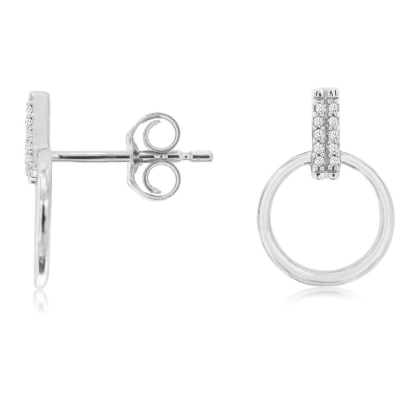 14KW Diamond .05ctw G-H SI1 Circle Drop Stud Earrings
