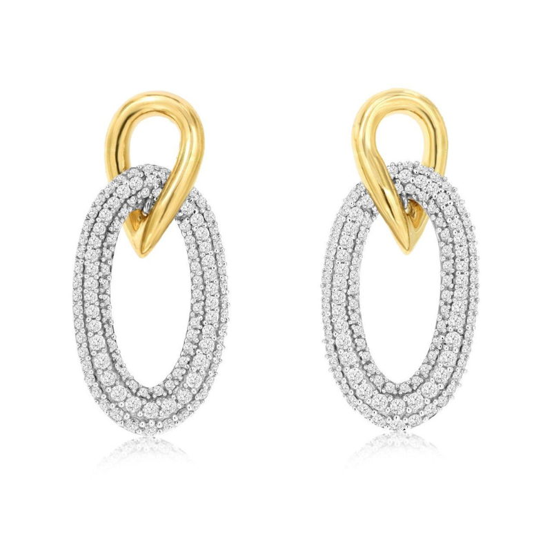 14KY/W Open Oval Diamond .75ctw G-H SI1 Drop Earrings