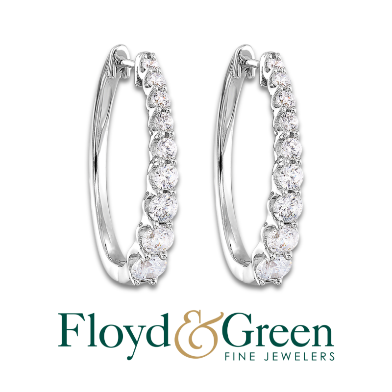 Graduated Diamond Hoop Earrings