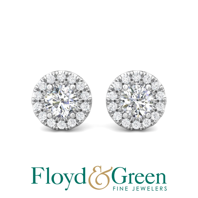 Diamond Halo Stud Earrings