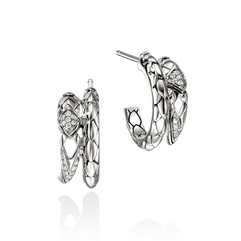 SS Naga Diamond Pave Hoop Earrings .12ctw