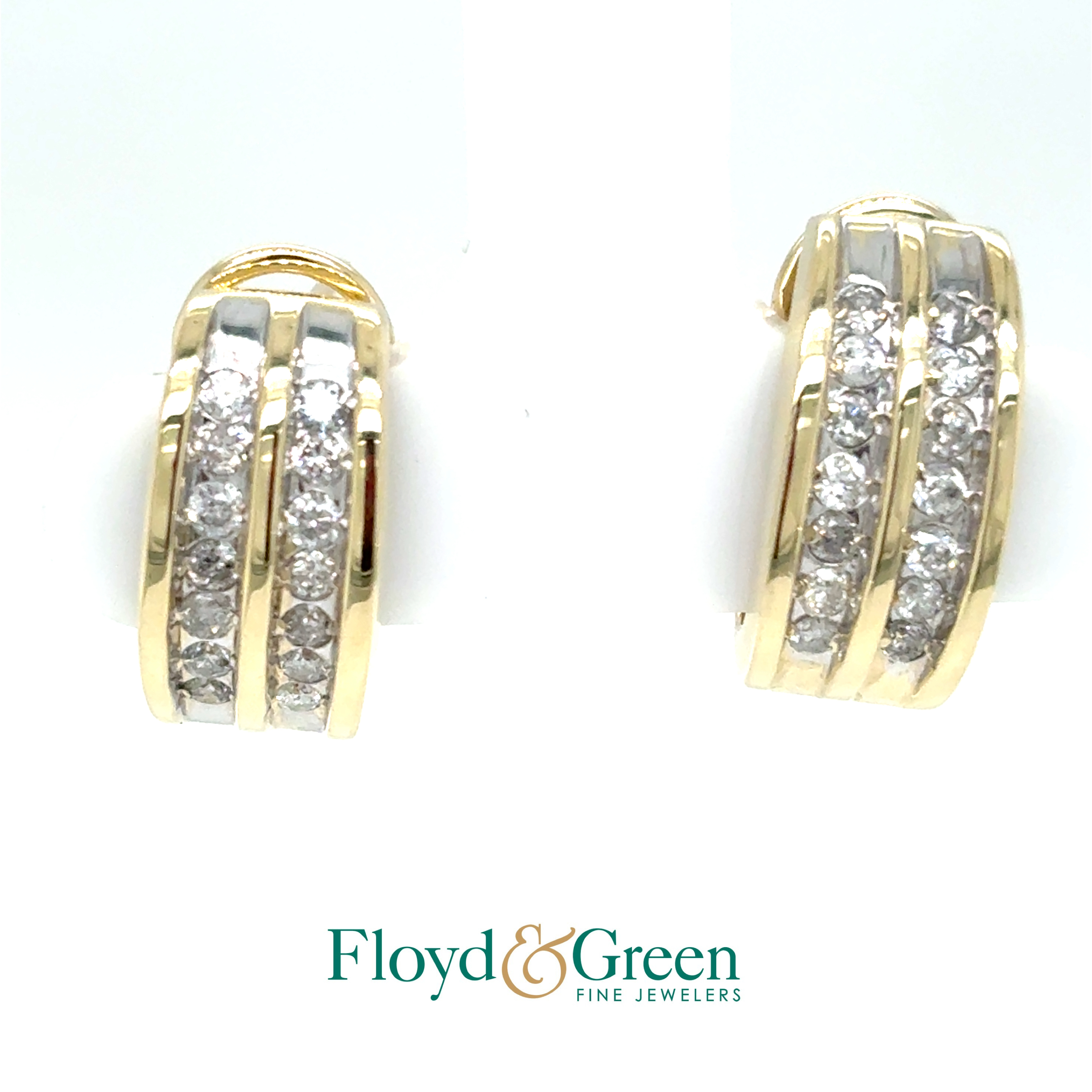 Hoop 14 Karat Yellow Round 0.62ct Diamonds Earrings H I1