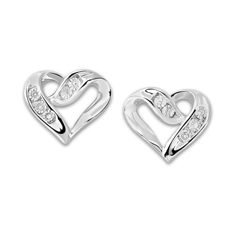 Diamond Heart Stud Earrings