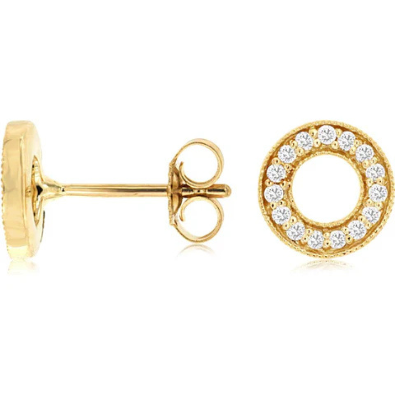 Diamond Circle Stud Earrings