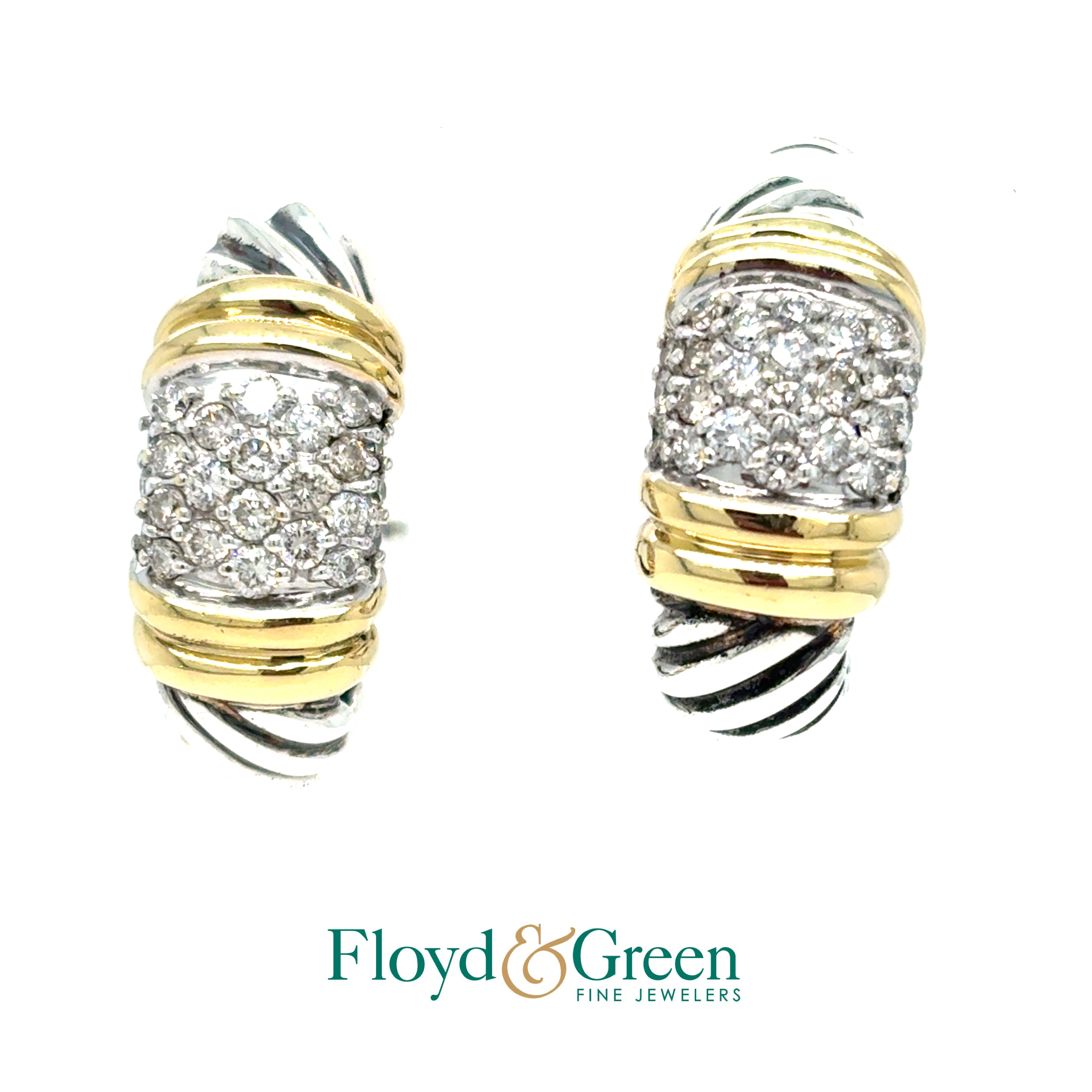 David Yurman Vintage Two-Tone Pavé Diamond Shrimp Earrings