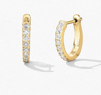 18K Yellow Gold Mini Hoop Graduated Earrings 0.28ctw-0.34ctw