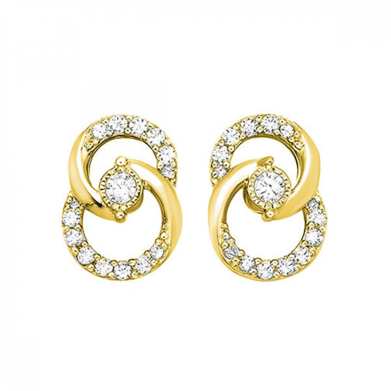 Interlocking Diamond Circle Stud Earrings