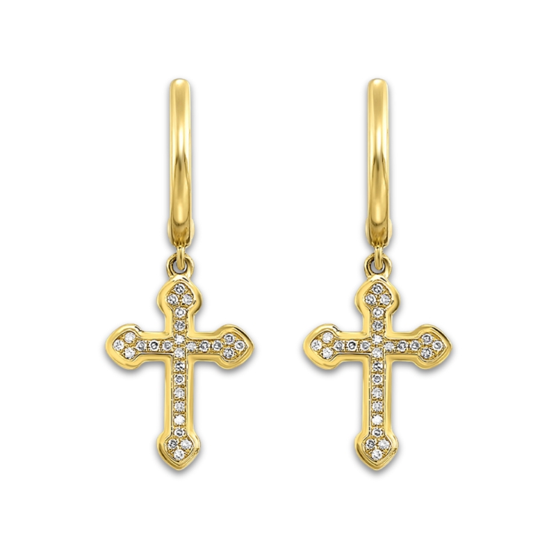 Diamond Cross Hoop Earrings