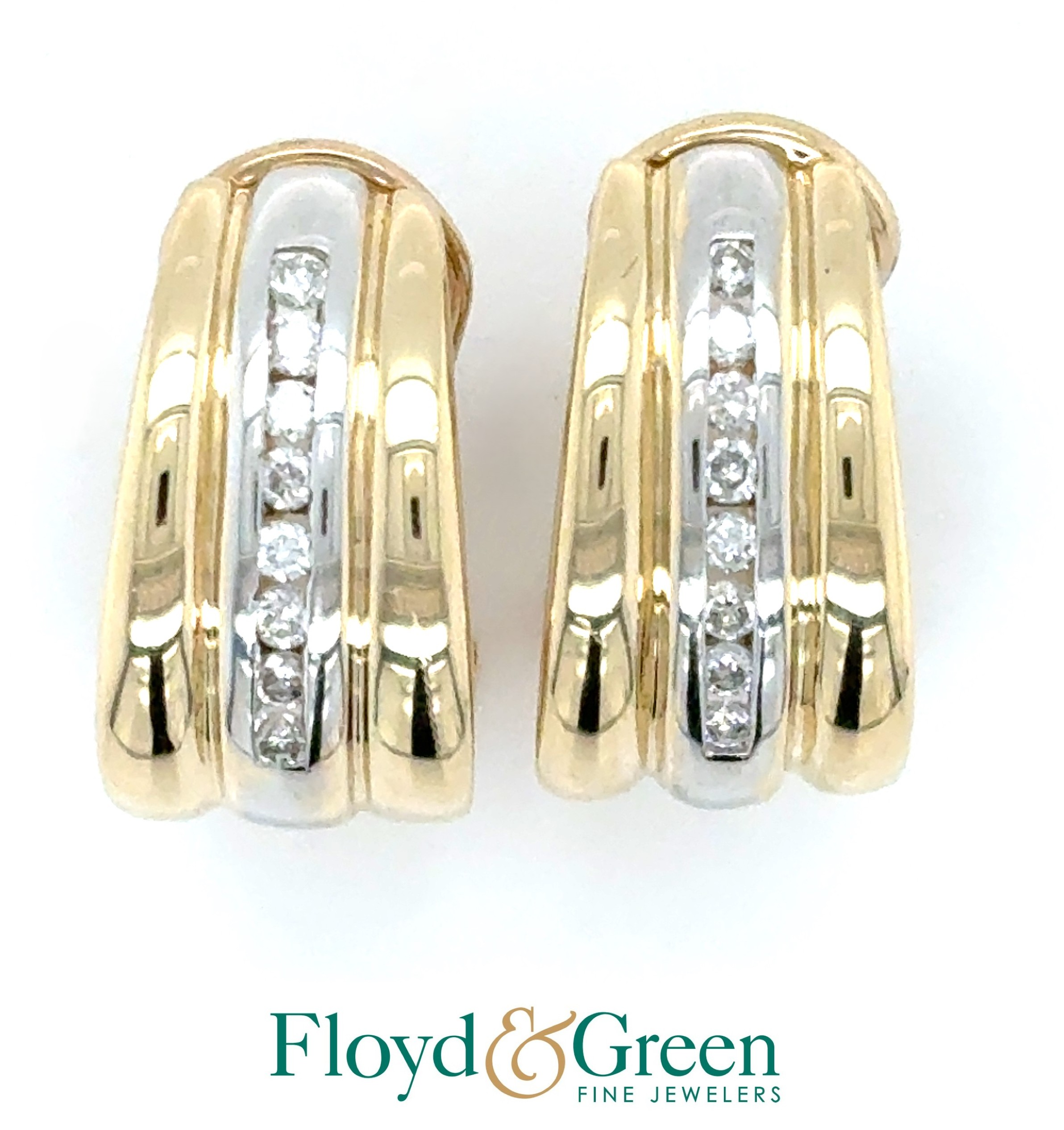 14K Two-tone Diamond Hoop Earrings, 16 Round, 0.24ct, I SI1-SI2