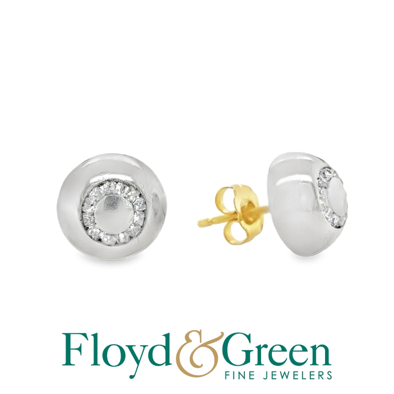 18KY/PL .42ct Art Deco French Cut Dia Stud Earrings, Circa 1920s