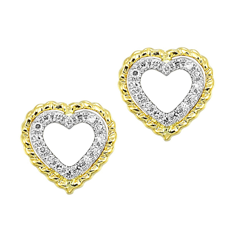 14KY Heart with Dia .05ctw Stud Earrings