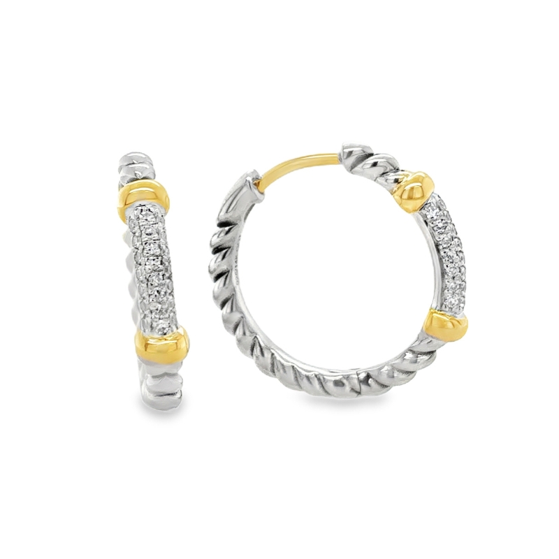SS/14KY Diamond Hoop Earring
