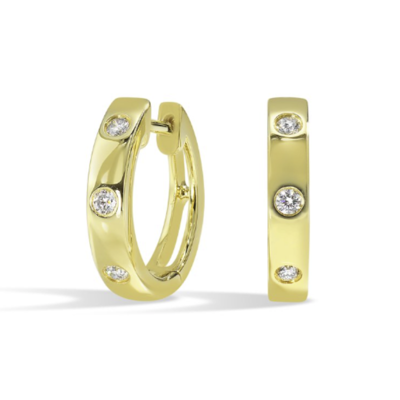 Burnished Set Diamond Hoop Earrings