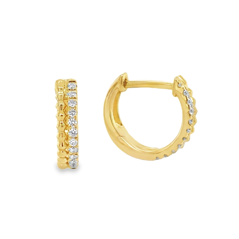 14KY Double Row Diamond .10ctw Hoop Earrings