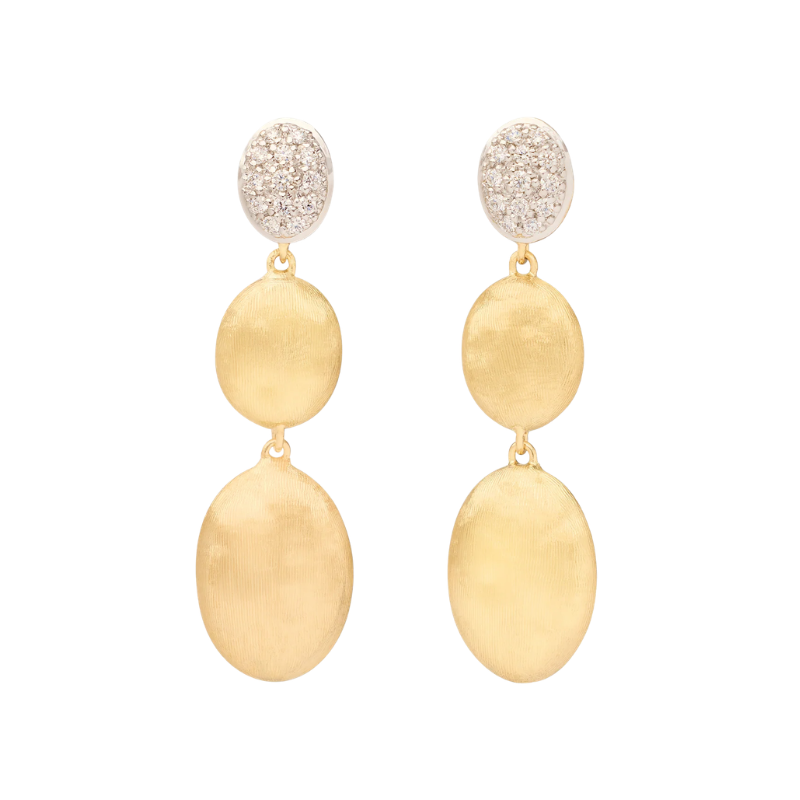 18K Siviglia 3 Drop Earrings w/ Dia .17ctw Post