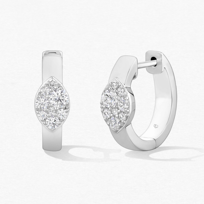 18KW Tessa Navette Huggie .32ctw GH/VS-SI