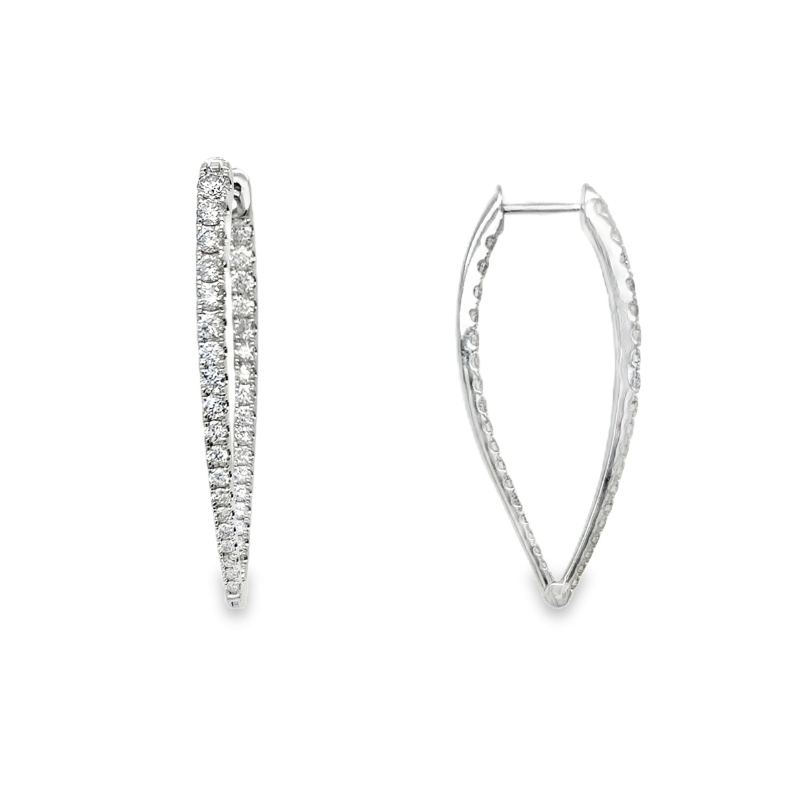 Pointed Diamond Hoop Earrings