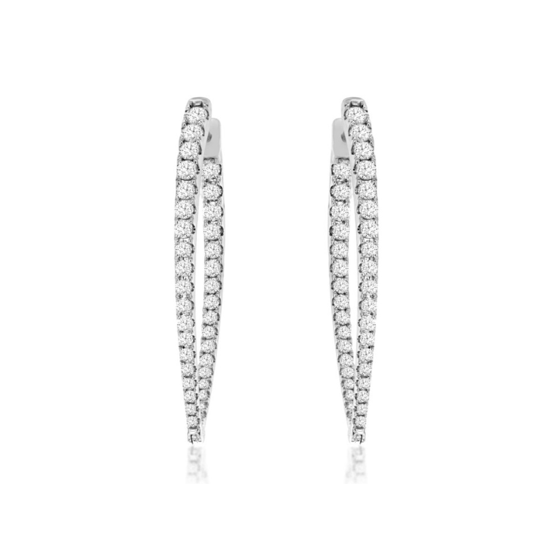 14KW 2.1ct Round Diamond Hoops 40mm