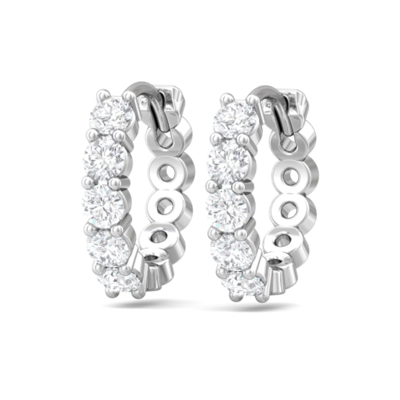 14KW Diamond 0.70ct H-I/I1 Hoop Earrings