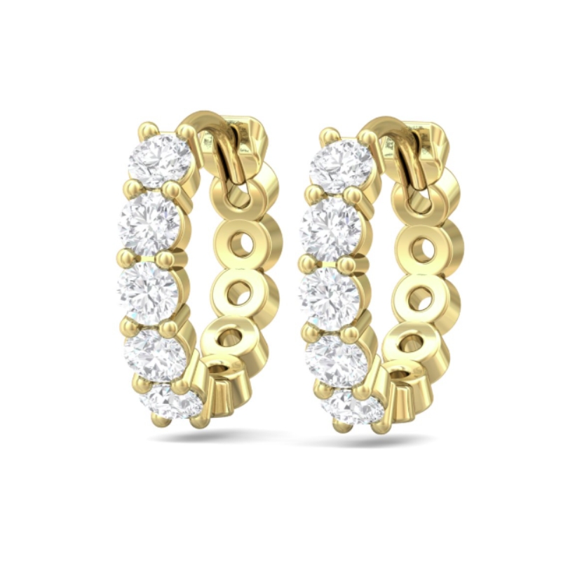 14KY Diamond 0.7CT H-I/I1 Hoop Earrings