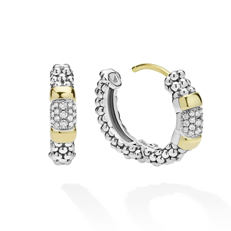 Two-Tone Diamond Huggie Earrings
