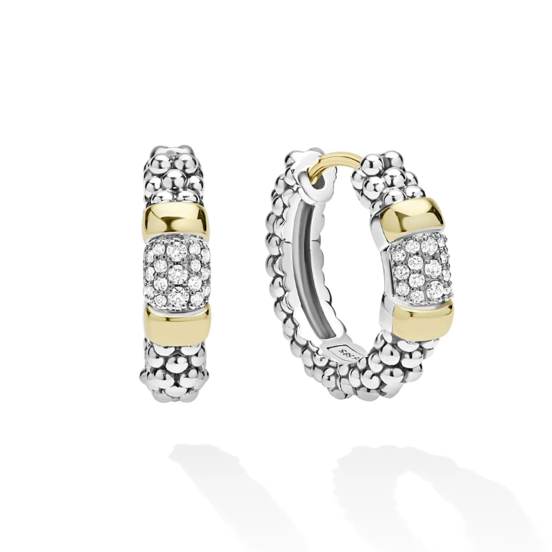 Two-Tone Diamond Huggie Earrings