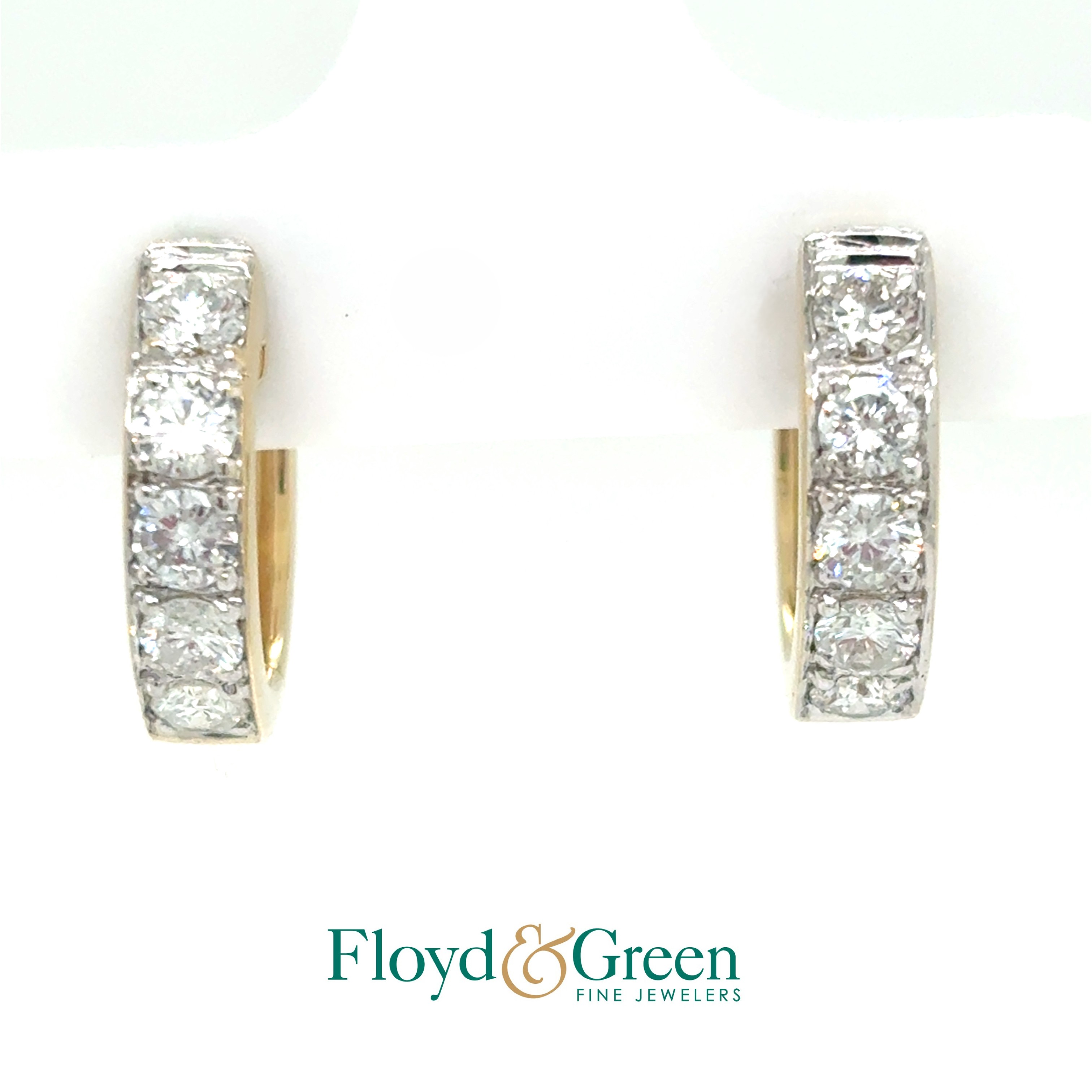 14KY Diamond Hoop Earrings, 10 Round, 0.75ct I SI1