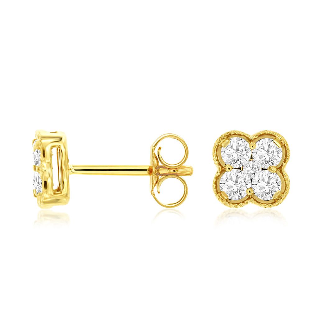 14KY Diamond Clover Earrings: .50ctw
