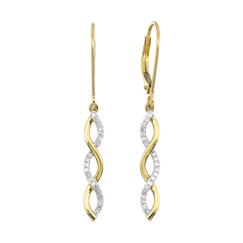 Two Tone Diamond Intertwining Drop Earrings