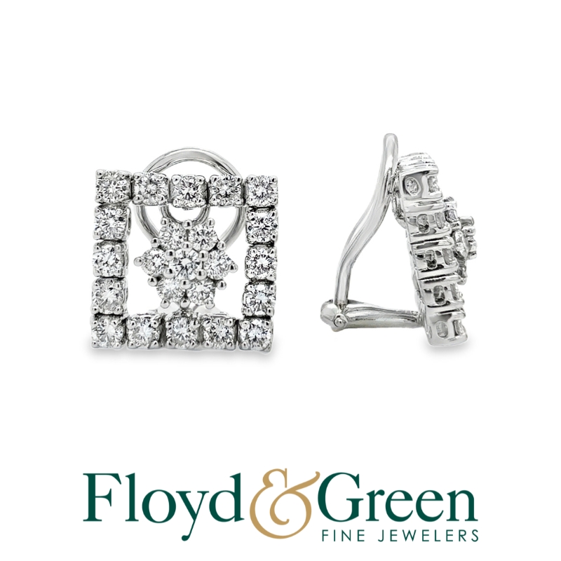Halo 14 Karat White Round 2.44ct Diamonds Earrings F/G VS1-VS2
