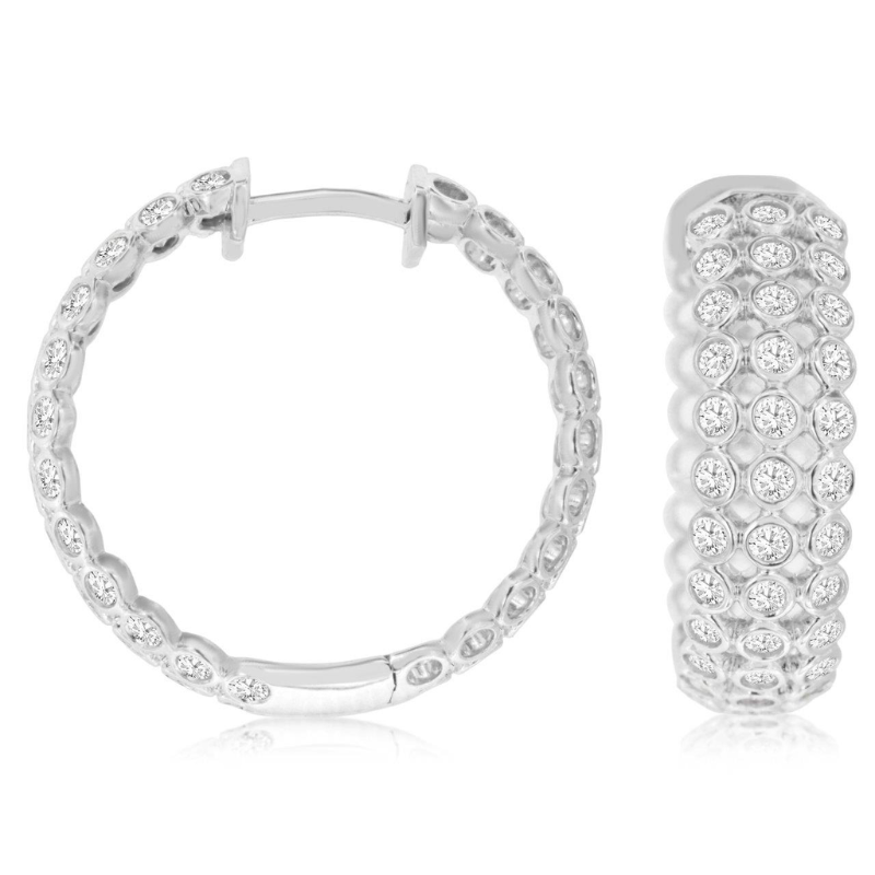 14KW diamond 1ctw hoop earrings