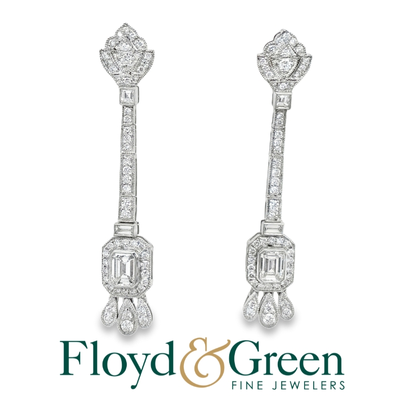 Platinum diamond 2.6ctw dangle earrings