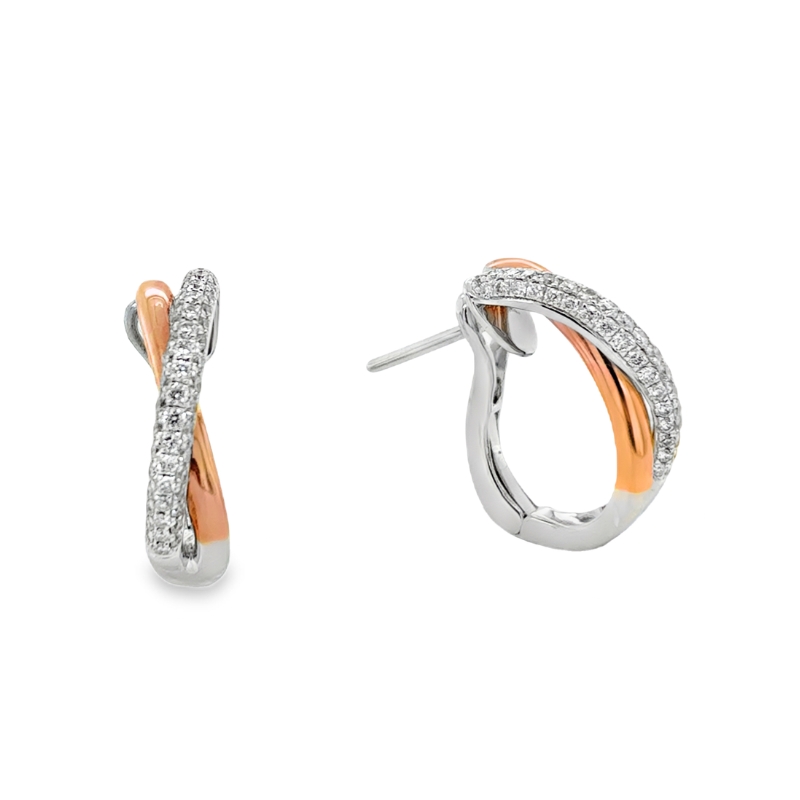 Two-Tone and Diamond X Hoop Earrings