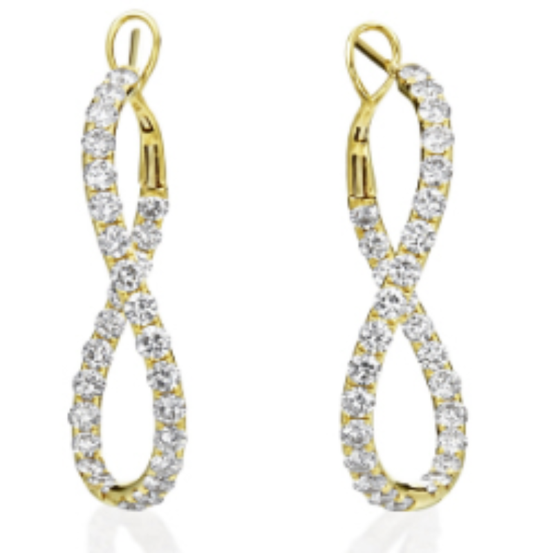 18KY inside/outside diamond 2.07ctw G-H/VS2-SI1 hoop earrings