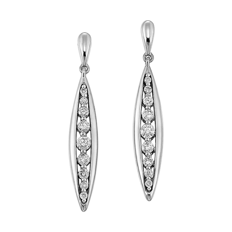 10Kt White Graduating Diamond Dangle Earring