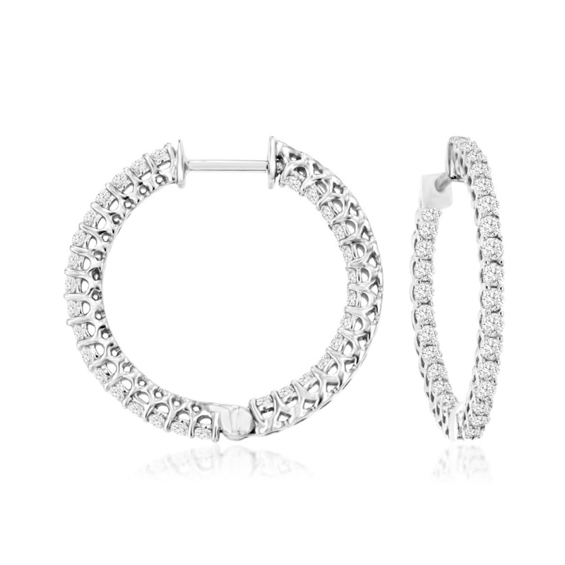 Round Diamond Hoop Earrings