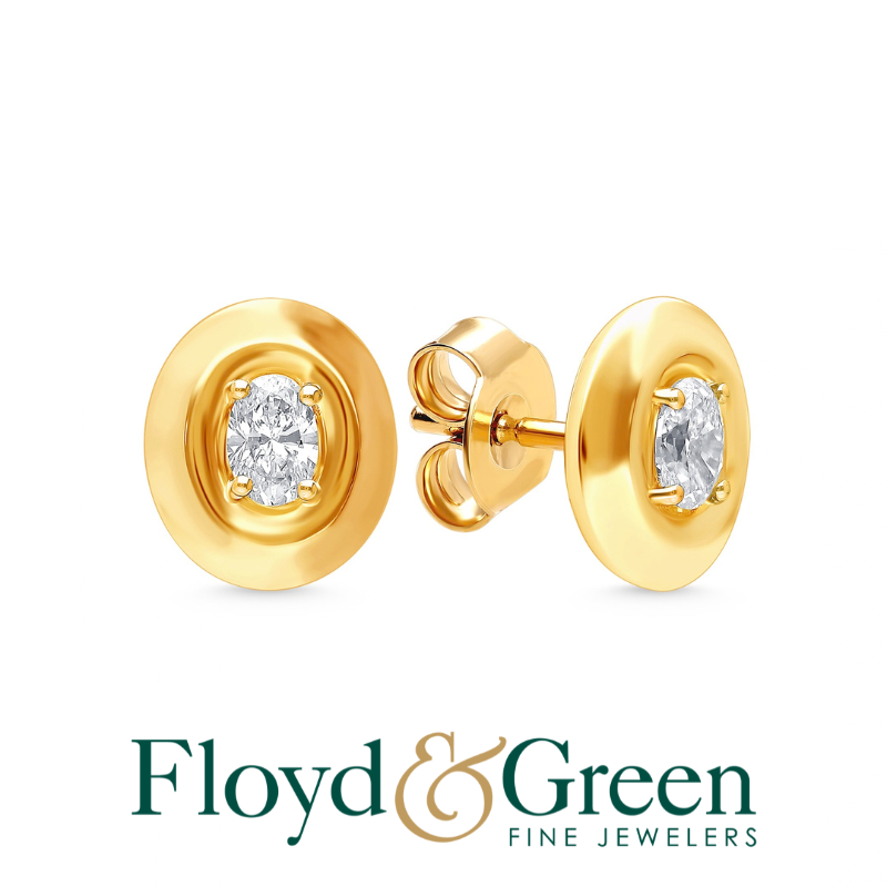 Martin Flyer Oval Diamond Bezel Set Stud Earrings