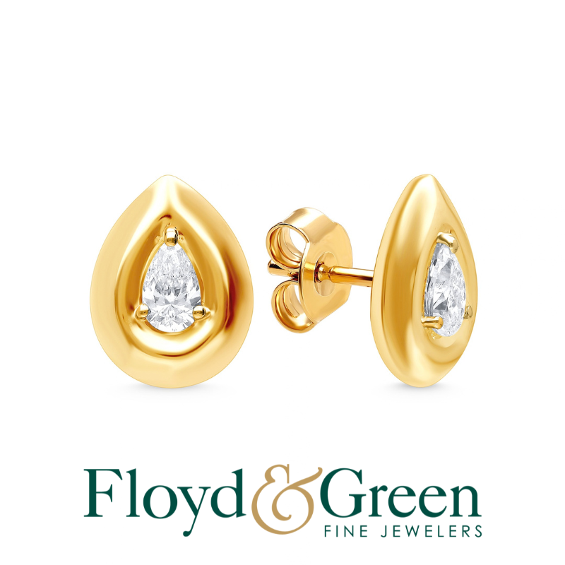 Martin Flyer Pear Diamond Bezel Set Stud Earring