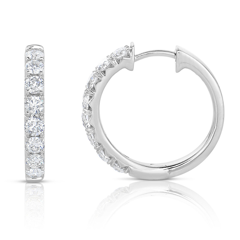14KW 1ctw I-J SI1 diamond hoop earrings