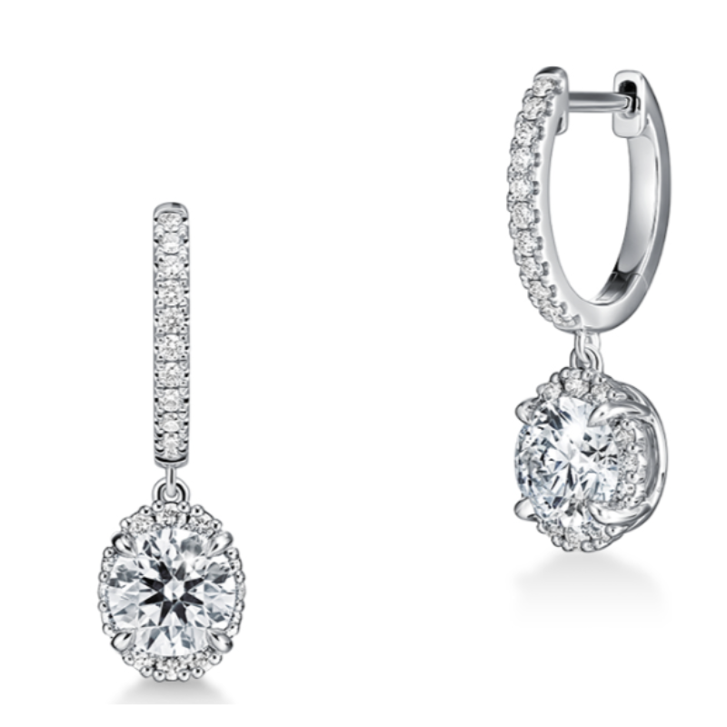 HOF 18KW 1.15ctw G-H/VS-SI Ellipse Leverback Earrings