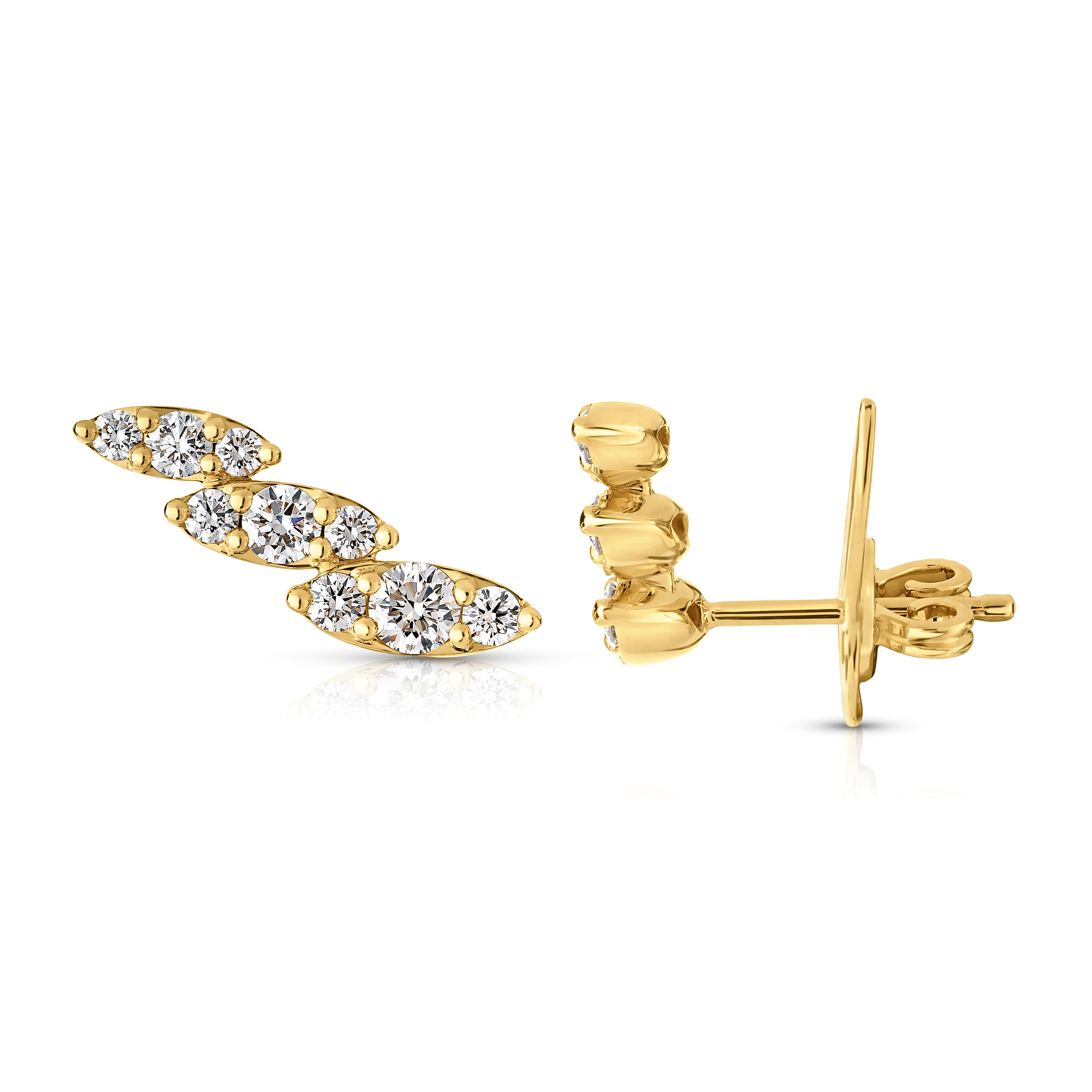 14K Yellow Gold Diamond Earrings