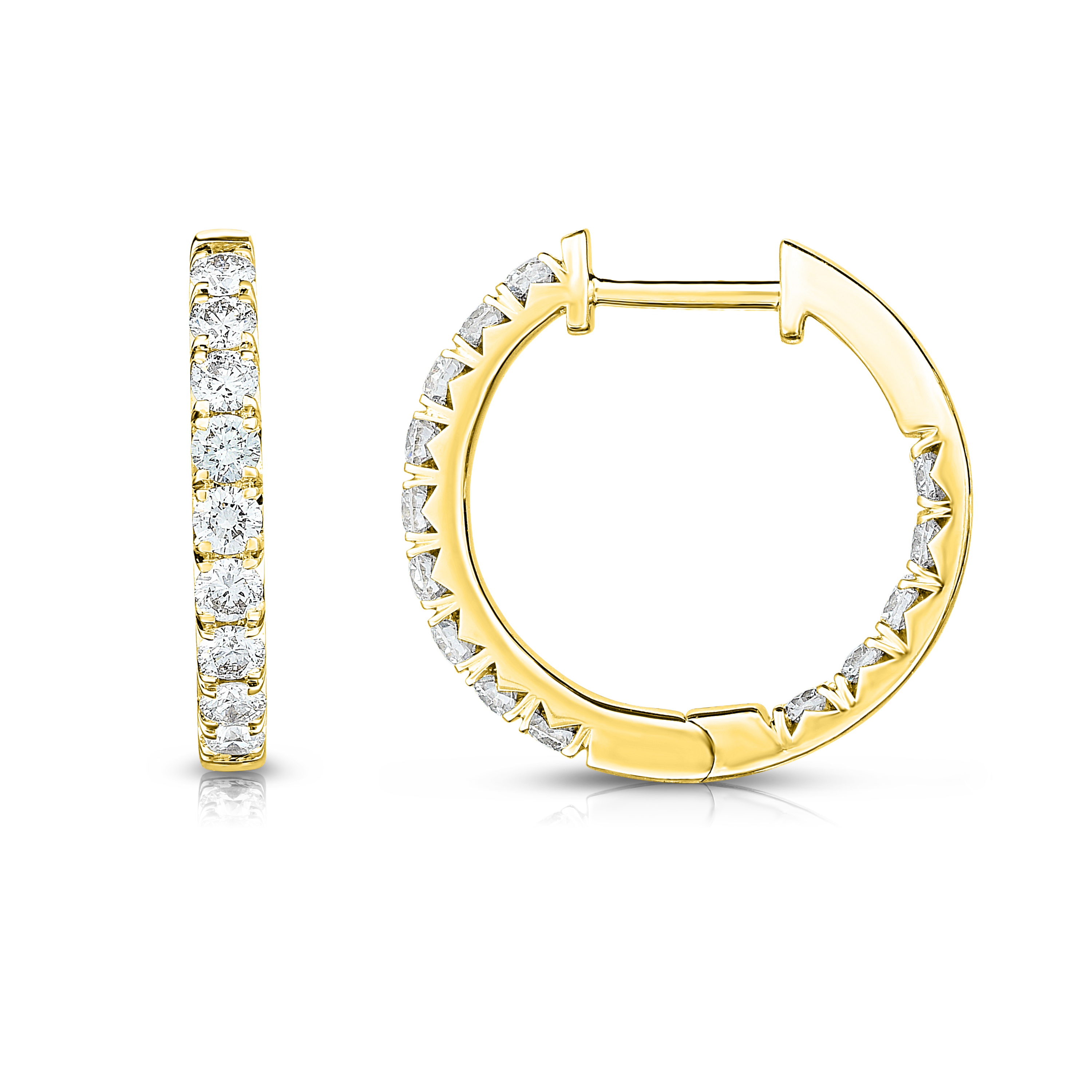 14KY 1ctw I-J/SI1 diamond hoop earrings
