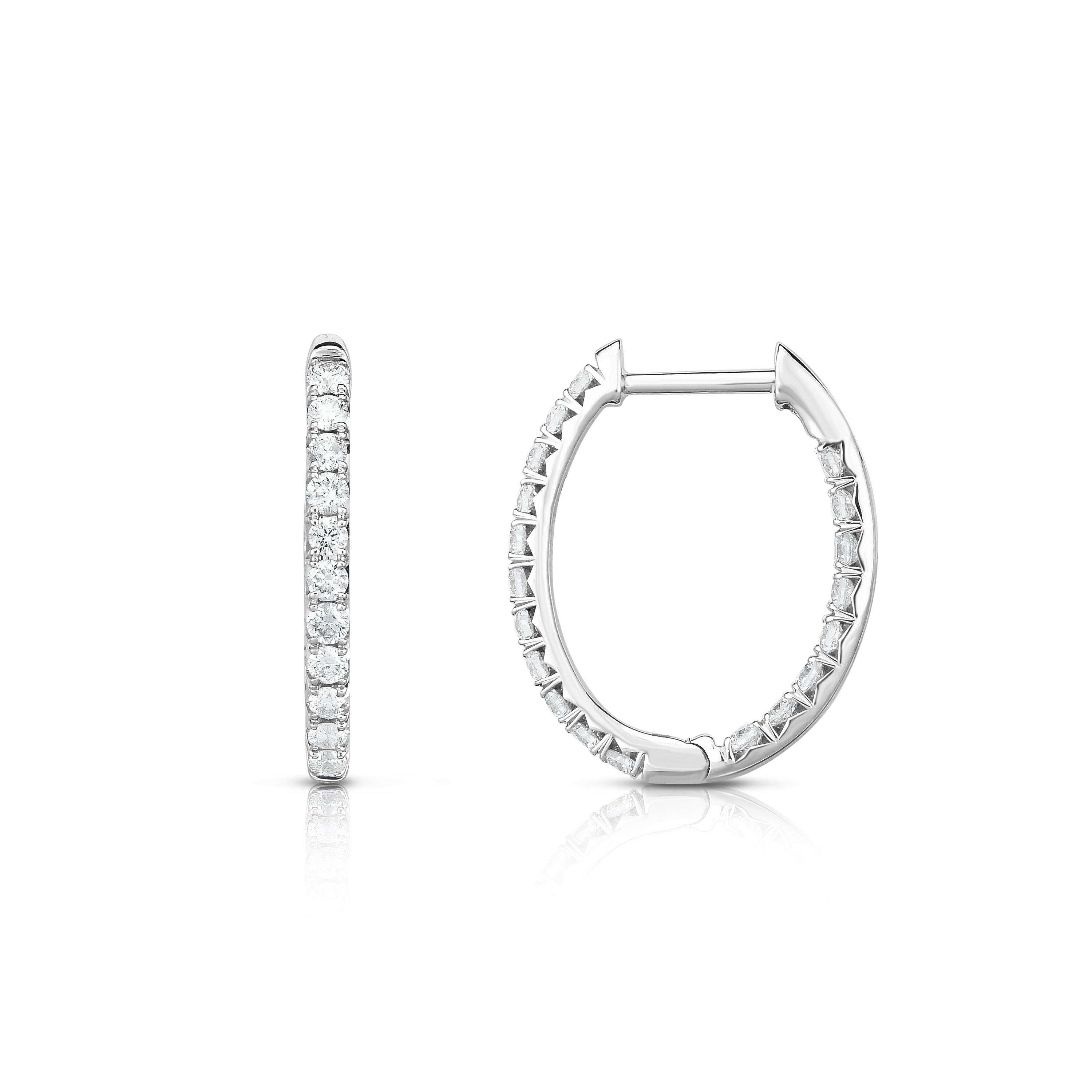 14KW 0.7ctw I-J/SI1 diamond oval hoop earrings