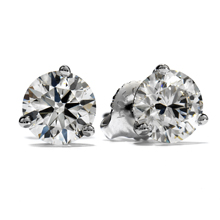 HOF - 18KW 3-Prong Round Diamond Studs .34ctw I-J VS-SI