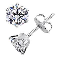 Lady's White 14 Karat Earrings With 2=1.97Tw Round H I1 Diamonds