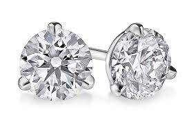 White 18 Karat 3 Prong Round Diamond Stud Earrings With 2=1.40Tw Round K Vs Diamonds