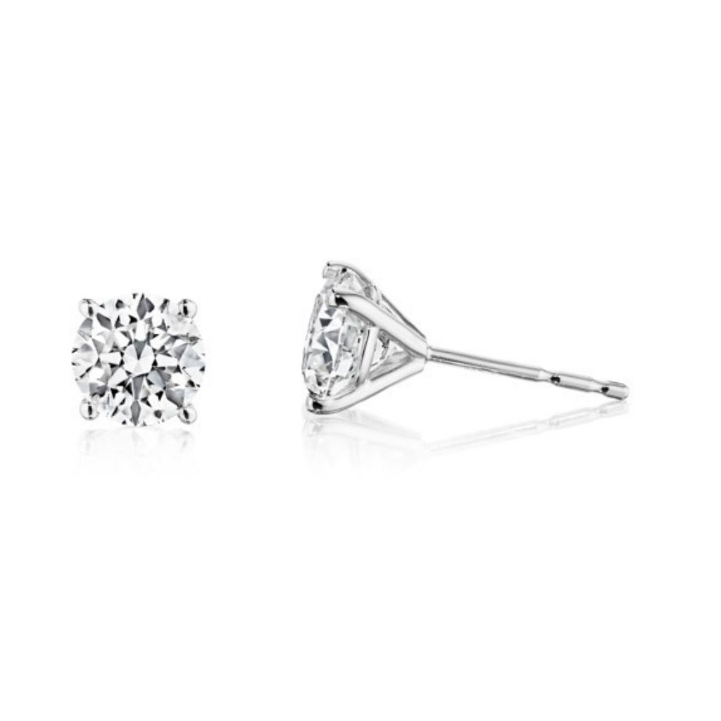 14KW 4-Prong Round Diamond Studs .50ctw I SI3
