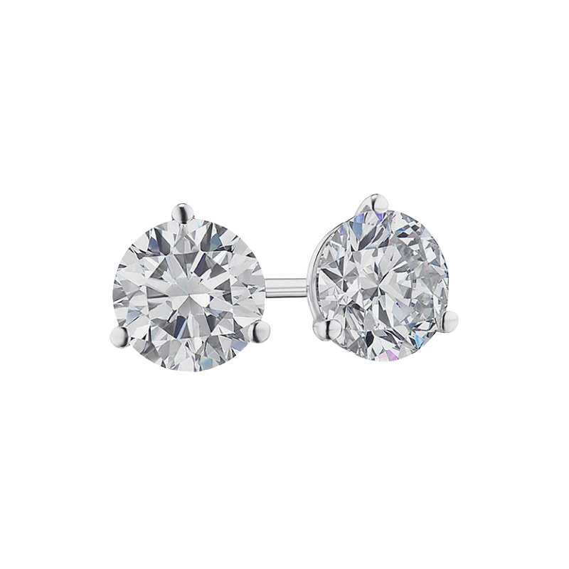 3-prong 14K White Gold Round Diamond Studs